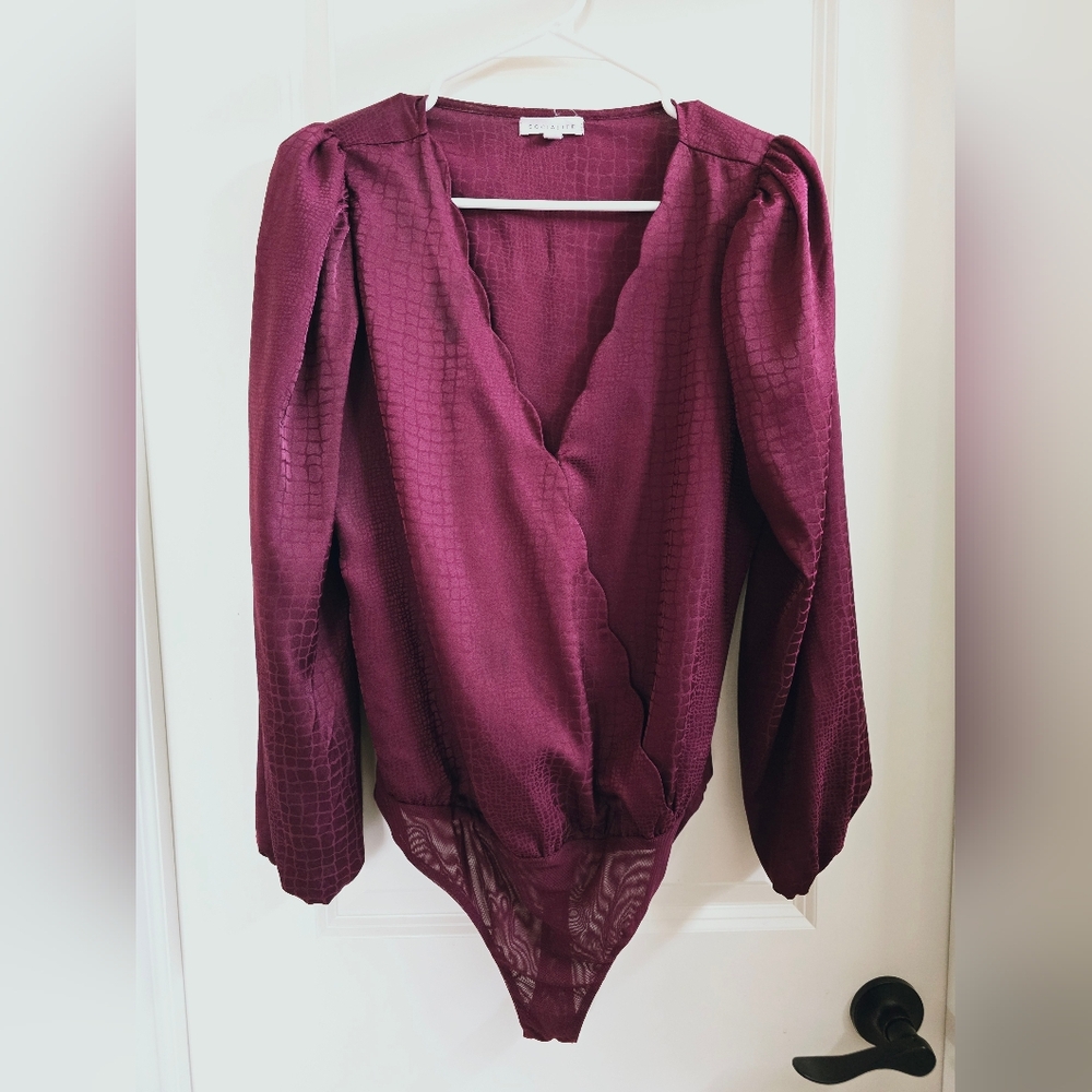Socialite Burgundy Textured Blouse
